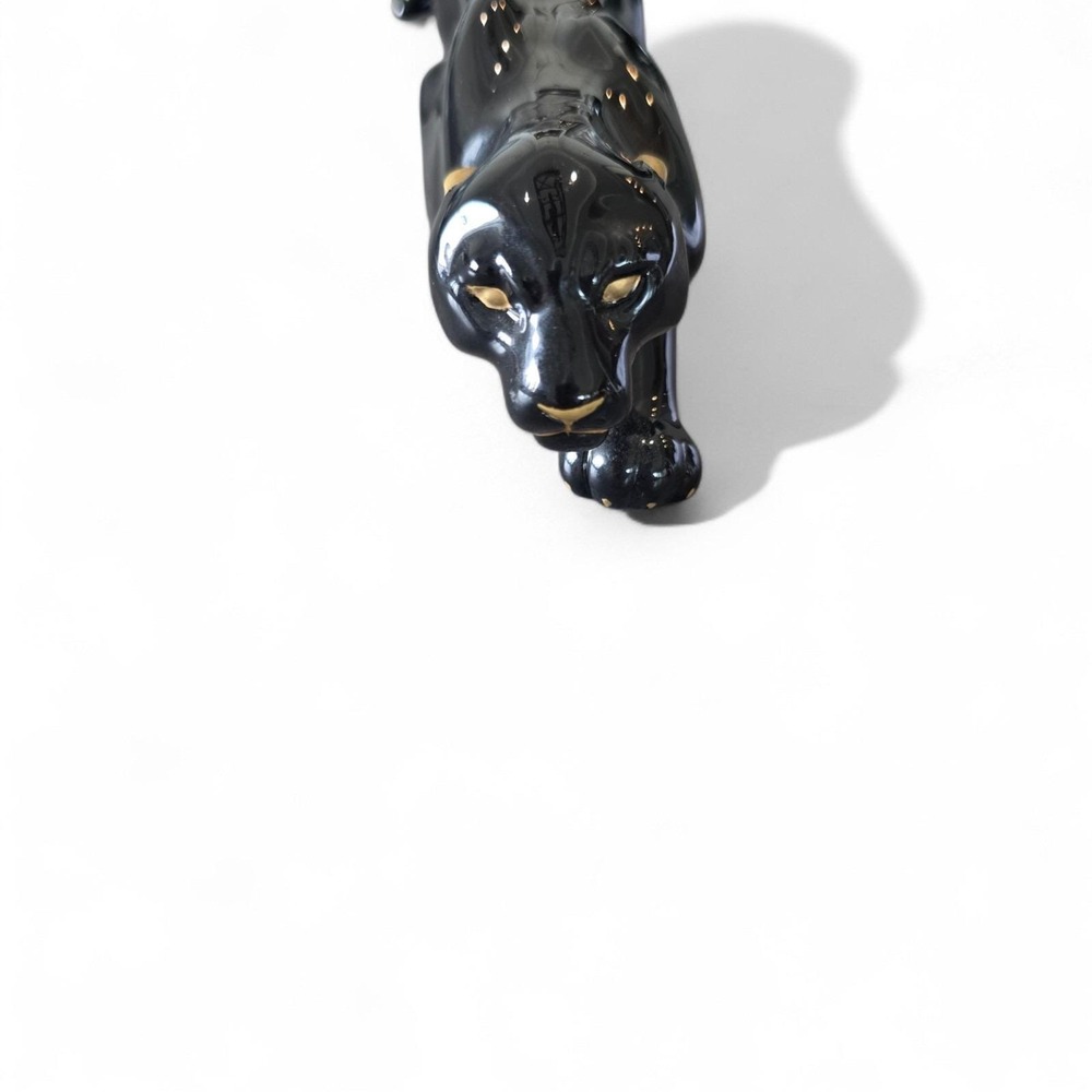 Lenox Cat MCM 1994 Fine Porcelain 24k Gold Details Panther Midnight Prowl 9" - Picture 12 of 13